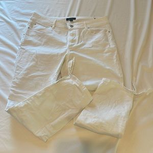 White Jeans With Tie Bottom Cuffs